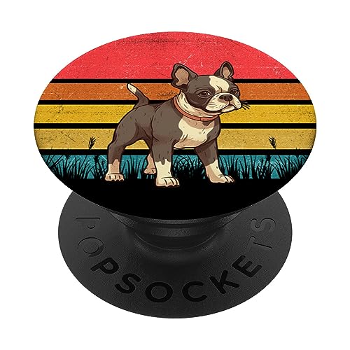 Boston Terrier Sunset Retro Dog Diseño Vintage Mom Dad Kids PopSockets PopGrip Intercambiable
