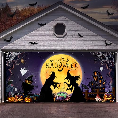 Halloween Garage Door Banner Cover 7x16Ft Outdoor Decor - image 1