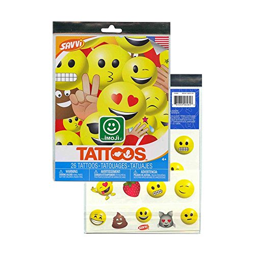 Imoji 2-Pack (52 Total) Emoji Temporary Tattoos, Made in The USA