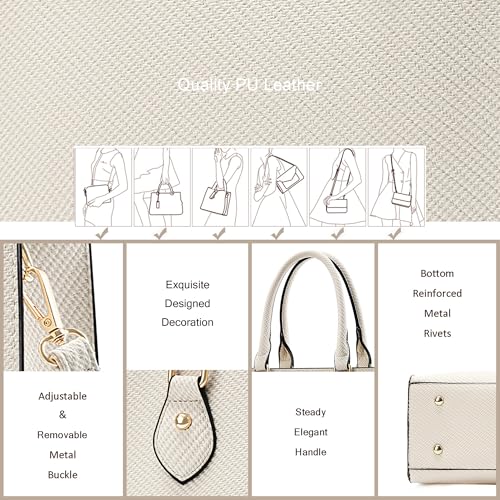Image of CHICAROUSAL Crossbody Purses and Handbags for Women PU Leather Tote Top Handle Satchel Shoulder Bags (BL Cream Grey)