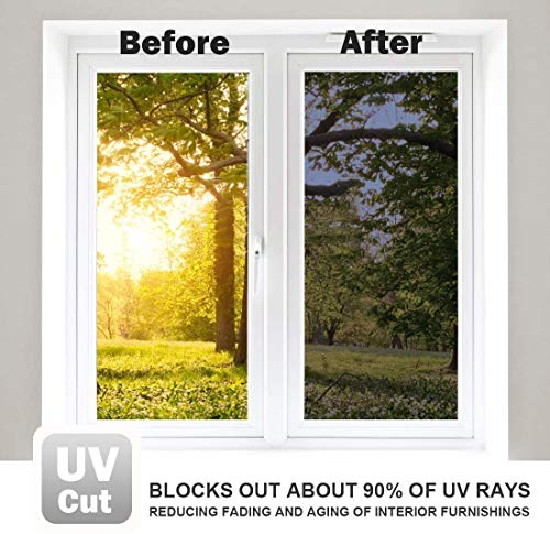 WPCTEV One Way Mirror Window Film Daytime Privacy Heat Control Film Solar Film Non-Adhesive Window Tint for Home and Office Blue & Silver 6 Mil 17.5 Inch x 6.5 Feet