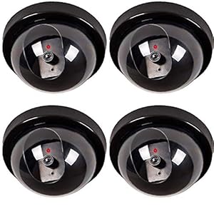 Simxen 4 Pcs Dummy CCTV Dome Camera with Blinking Red LED Light for Home Or Office Security Camera