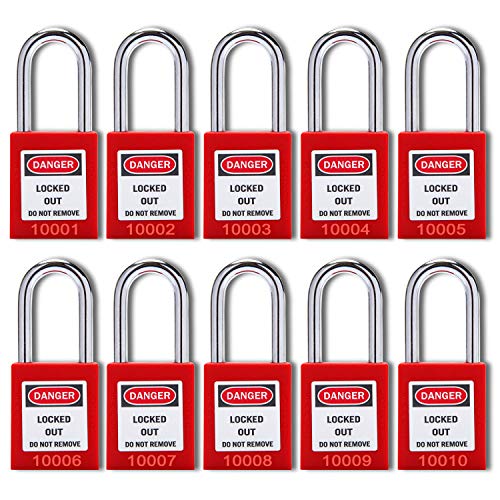 Get Special Price Lockout Tagout Locks Lockout Locks Keyed Different Safety Padlocks Loto Locks for Lock Out Tag Out (10,red)