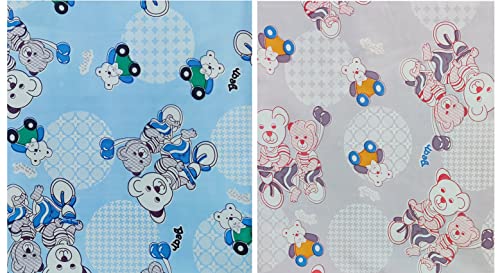 Image of EcoSoft Plastic Sheet,PVC Sheet for Kids,Rubber Sheet for Babies,Bed Wetting Protector(90 x 135 cm) (Bear Blue & Purple)