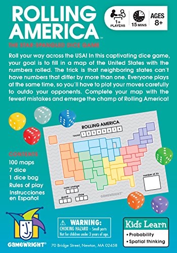 Gamewright Rolling America, The Star Spangled Dice Action Game Multi-Colored, 5" #TOP4