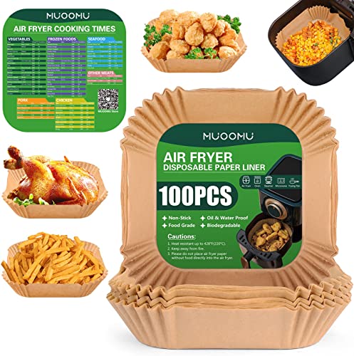 Air Fryer Disposable Paper Liners Square, Non-Stick Parchment Paper, Air Fryer Accessories, Oil Proof, Water Proof, Paper Liner For Microwave Oven Frying Pan(100Pcs, 6.3Inch) #TOP25