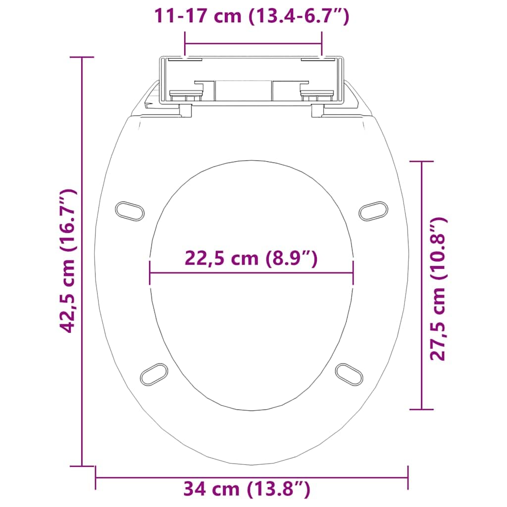 Deska sedesowa wolnoopadająca i Quick-Release w kolorze czarnym, wykonana z polipropylenu, 42,5 x 34 cm, idealnie dopasowana do WC dla gości i łazienki z funkcją Softclose i łatwe czyszczenie