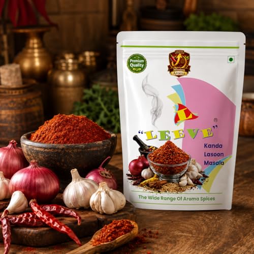 Image of Leeve Kolhapuri Kanda Lasun Mirch Masala 200g | Authentic Spicy Maharashtrian Masala | Vada Pav, Bhakri & Sabzi Taste Enhancer | Onion Garlic Chutney Powder