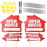 Tinoaly 6-Teiliges Schilder für Häuser zu Verkaufen, Doppelseitige Wasserdichte Hofschilder Pfeile für Immobilienverkäufe Immobilienmakler Hausverkäufer Besichtigungen von Offenen Häusern