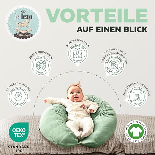 sei Design XXL Stillkissen 190x35 cm mit Musselin-Bezug ergonomisch. Schwangerschaftskissen Seitenschläferkissen Komfortkissen für… – Ansicht 8