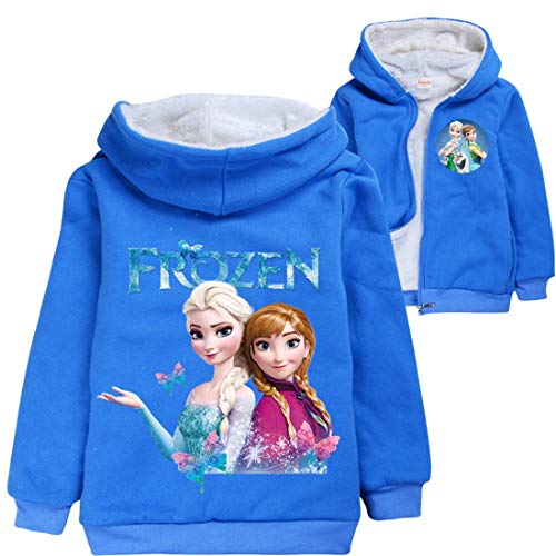 LOL Pull à capuche imprimé princesse pour petites filles Automne Hiver Manteau licorne Veste pour enfants Vêtements de Noël Cardigan Cadeau Costumes en laine, Bleu 1, 4 ans