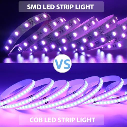 Tira LED COB RGB 24V 2M WIFI Set Regulable, Arote Tira LED COB con Controlador y Fuente de Alimentación, Alta Densidad 576LED/M IP20, Controlable por APP para Dormitorio Cocina Decoración Interior - imagen 5