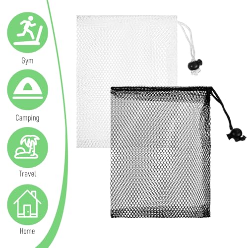 8 Pieces Mesh Drawstring Bags Small Portable Storage Bags Mesh Bag for Travel Stuff Organizing Toys Gifts Kitchen Favor Sport Outdoor 7.8x5.9 Inch Black and White3