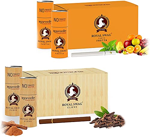 ROYAL SWAG Ayurvedic & Herbal Cigarette, Combo Pack of Fruta and Clove Flavour Smoke (5 Stick/ 5 Pack Each) Nicotine Free & Tobacco Free Cigarettes Helps in Quit Smoking - (50 Sticks)