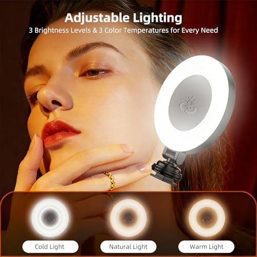 Image of Mobilife Selfie Ring Light for Tripod /Phone /Laptop LED Video Lamp with Clip Rechargeable 3 Color Dimmable Portable for Selfie Zoom Meeting Photography Vlogging