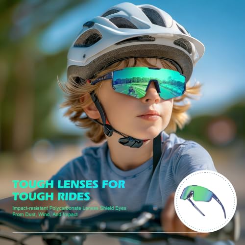 Image of Fanshen Youth Baseball Sunglasses for Kids - Polarized Sunglasses Softball Cycling for Boys Girls Ages 3-12 UV Protection