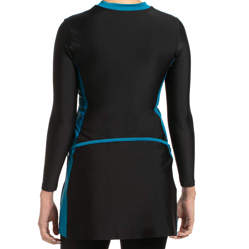 Speedo Women's Endurance 10 Two Piece Full Body Suit Swimwear - Black & Nordic Teal 2
