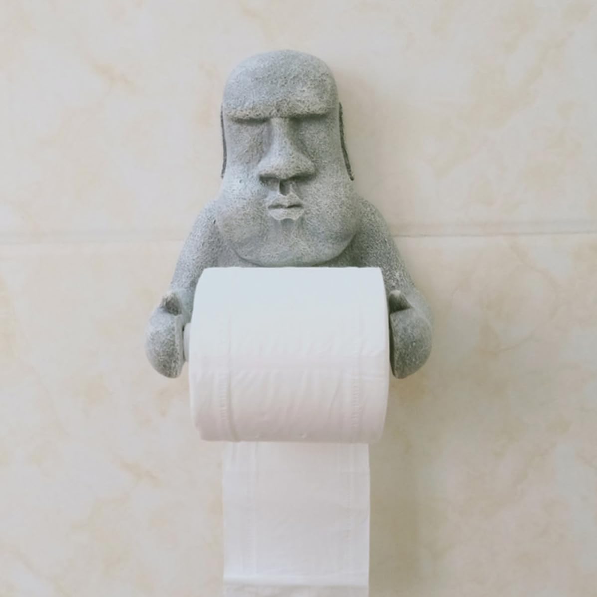 SHINEOFI Toilettenpapierhalter mit Moai Design Wandmontierter Rollenpapierhalter aus Kunstharz Dekorativer Wc Papierrollenhalter für Büros und Schlafzimmer