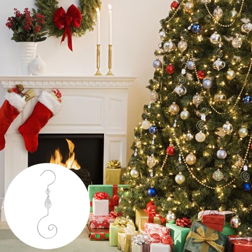 INCREWAY 30pcs Christmas Ornament Hooks, Ornament Metal Hooks with Crystal, Christmas Decoration Hanger, S-Shaped Hangers, Silver