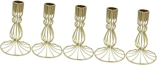 HOMSFOU 5 piezas de vela de fiesta de boda Portavelas de cobre Portavelas moderno Candelabro de boda Centros de mesa Candelabros Soporte de
