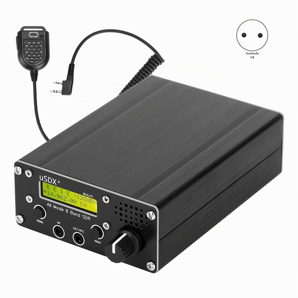 Transceptor USDR USDX+ Plus V2 10/15/17/20/30/40/60/80 M 8 Bandas SDR SSB de Alta Frecuencia QRP con Interfaz BNC y Enchufe Europeo