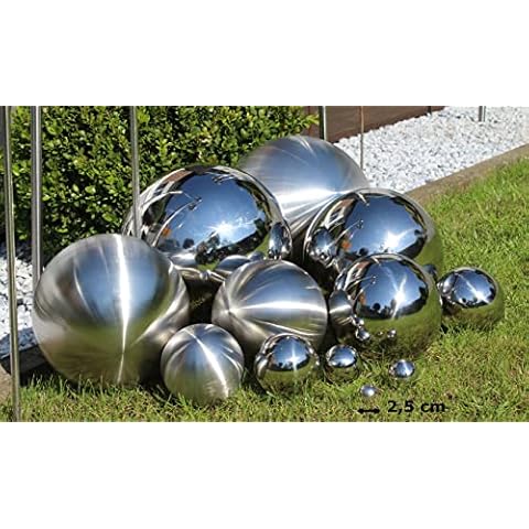 Edelstahl Deko-Kugel Silber Gartendeko Rosenkugl Beet Teich Hohlkugel schwimmfähig Ø 2,5cm Hochglanz 4 Stück Cover