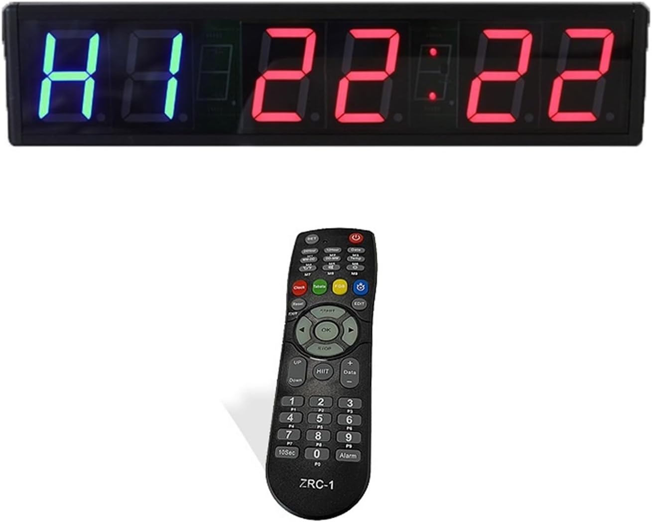 Workout Timer Wall Interval Clock, 4 Inch Portable Gym Timer Remote Control Interval Time Digital Switch 7 Segment Clock for Home Gym Fitness,Groen