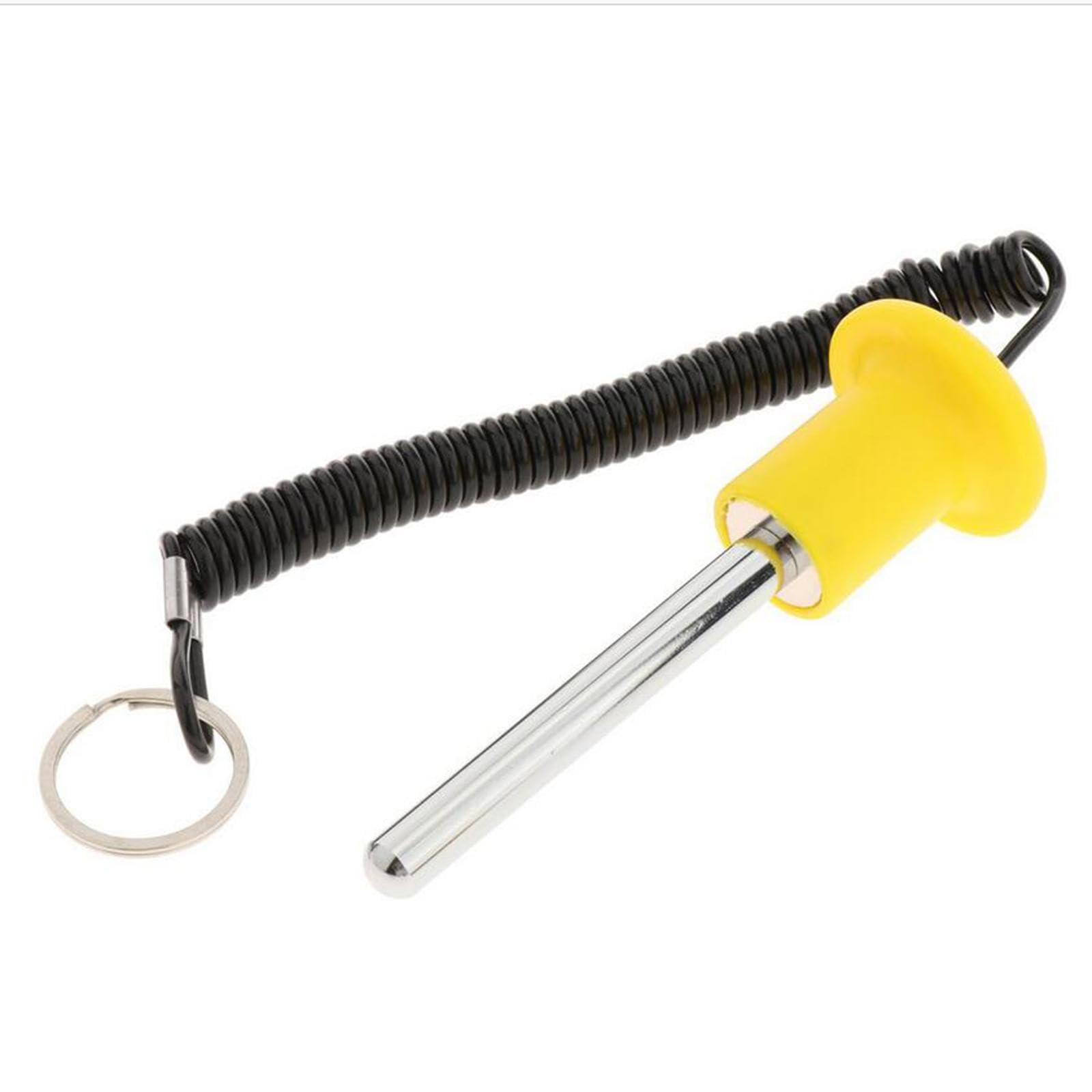 Weight Stack Pin, Yellow, Stainless Steel, 10x60mm, with Coiled Tether and Key Ring, Universal Fit for Weight Machines-image-21
