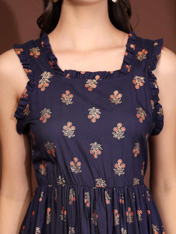 Image of Dress for Women | New Rayon Floral Printed Flared Maxi Dress for Women & Girl's