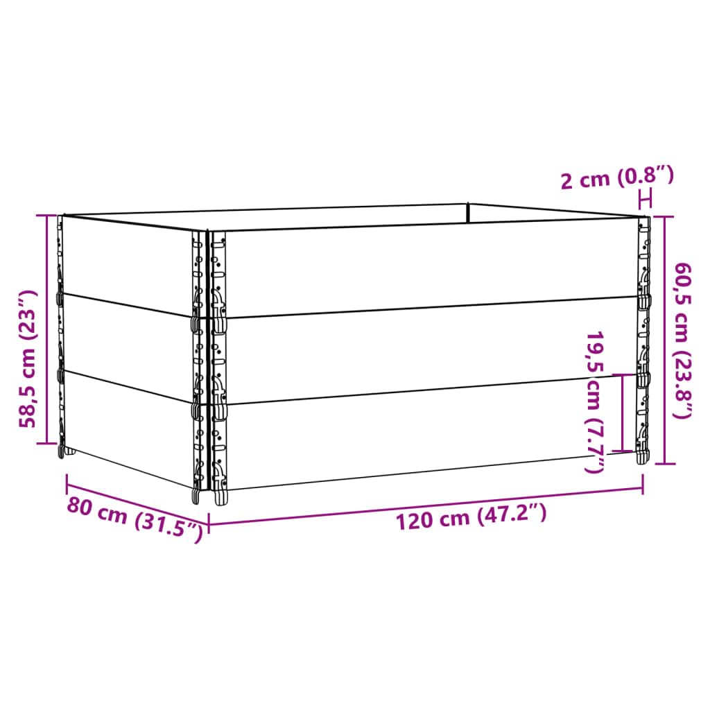 Telaio per pallet, 3 pezzi, 120 x 80 cm, in legno massello di pino, impilabile e pieghevole, con angoli in metallo zincato, per magazzini, logistica, spedizione e sicurezza del carico