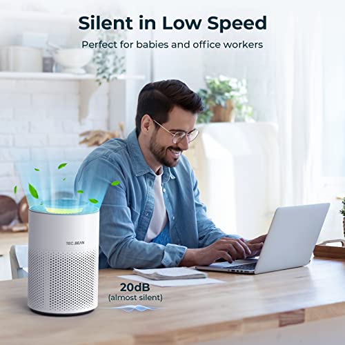 Air Purifiers For Bedroom With Adjustable Night Light, Tec.bean H13 True Hepa Air Filter For Office Desk, Odor Eliminators For Home, Sleep Mode 20Db Air Cleaner For Dust, Pet Dander, Allergies, Pollen #TOP7