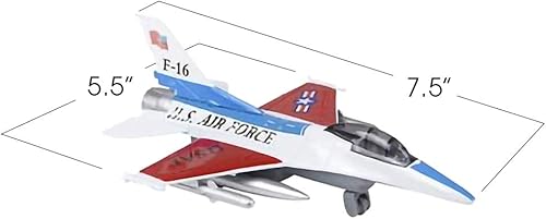 Miniatura 3 de ArtCreativity Jets F-16 fundidos a presión con mecanismo de retroceso, juego de 2, 7.5 pulgadas de metal fundido a presión para niños, decoraciones