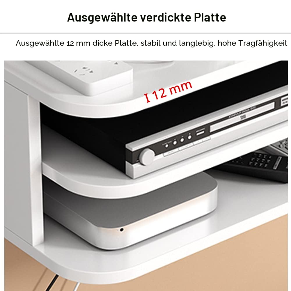 Hggzeg WiFi Router Aufbewahrungsbox schwebende Regale TV Set-Top-Rack, Wandmontage mehrschichtiges Kabelmanagement Lagerregal für Wanddekoration (jl04,weiß)