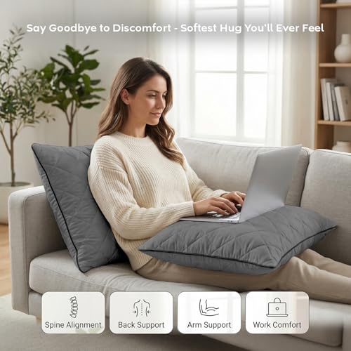 Image of AYKA Microfiber Cushion Filler Set of 5 (16 x 16 Inch) | Soft & Fluffy Sofa Cushions Inserts | Premium Polyester Fiber Throw Pillows for Sofa, Couch, Bed & Living Room Decor | Grey