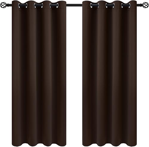 Miniatura 61 de COSVIYA Cortinas 100% opacas para dormitorio con forro negro, bloqueo de luz completa, aislamiento térmico y ojales, tratamiento de ventana de 54