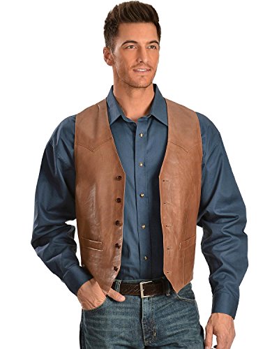 Image of Scully Men's Brown Leather Sleeveless Coat, Large