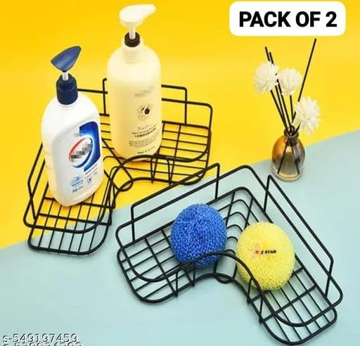 (Pack of 2) Multipurpose Self-Adhesive Kitchen Bathroom Corner Rack and Stands Mounted with Strong Magic Sticker Durable Hook Home Essentials/LCORNER/Bathroom Corner 2PIS 2