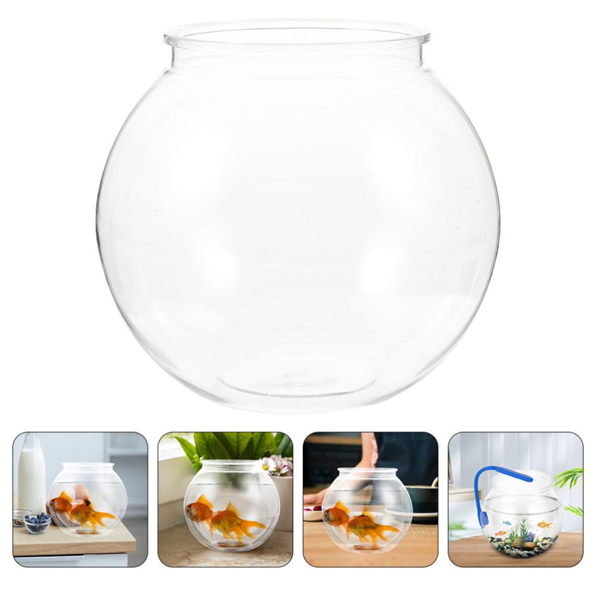 YARNOW Pecera Redonda de Plástico Transparente para Peces y Camarones, Diseño Compacto y Moderno, Fácil de Limpiar, Adecuado para Oficina y Centro Comercial
