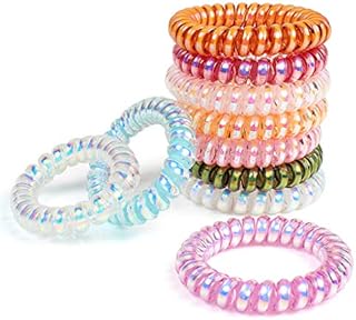 ZTMY Spiral Hair Ties,10 Pieces Colorful Elastic Coil Hair Ties For All Hair Types, Ponytail Holder Hair Ties No Crease Phone Cord Hair Ties
