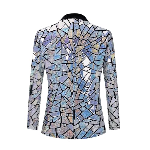 Men's Sequin Blazer Jacket Shawl Lapel One Button Shiny Wedding Party Suit Tuxedo Nightclub Host Coat4