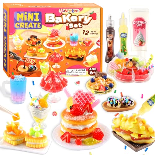 12 Making Miniature Food, Slime Mini Dessert Cup Making Craft Set, DIY Mini Food, NOT Edible, Birthday Idea for Kids Age 6+, Fun Party Gift(Mini food1)