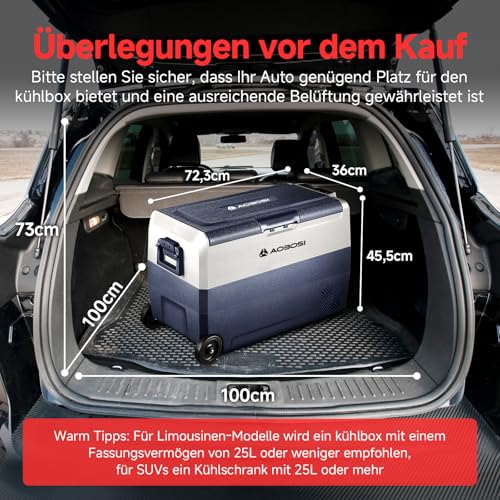 AAOBOSI Kompressor Kühlbox 50 L, Kühlbox Auto Mit APP-Steuerung, 12/24 V und 100-240 V Kühlbox Elektrisch...