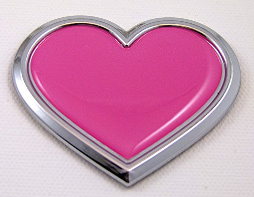 Car Chrome Decals CBHTR-- Adhesivo 3D para coche, diseño de corazón rosa y cromado