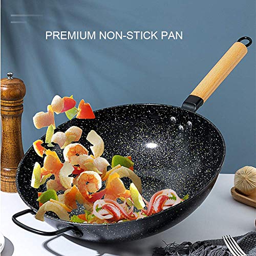 Wok induction 32cm pour éviter les brûlures avec manche isolant épais