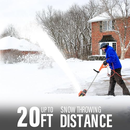 Maxlander Electric Snow Shovel, 11 inch 10Amp Corded Snow Shovel for Driveway, Electric Shovel for Snow Removal with Powerful Motor and Adjustable Handle, 300lbs/Min