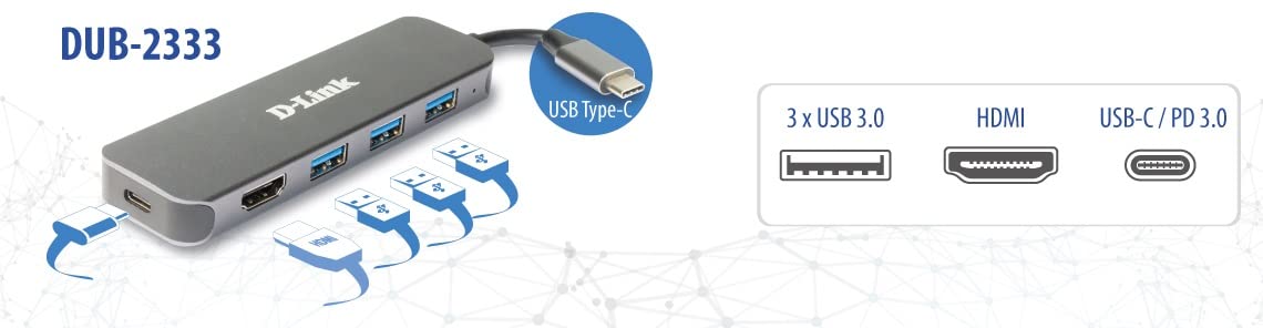 D-Link DUB-2333 5-in-1 USB-C Hub mit Power Delivery (PD 60W – Bild 4