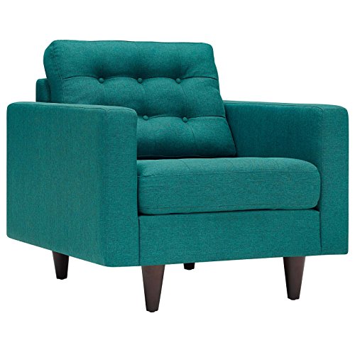 Modway EEI-1013-TEA Empress Mid-Century Modern Upholstered Fabric Armchair in Teal