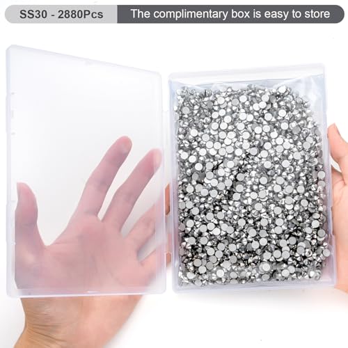 Image of Flatback Rhinestones Bulk, 2880PCS Silver Rhinestones for Clothes DIY Decoration Crafts, Silver, SS30, 6.3-6.5mm