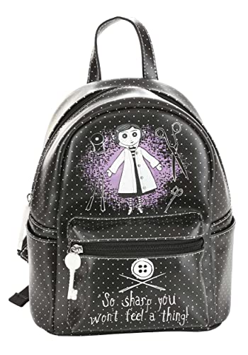 FUN.COM Coraline Polka Dot Mini Backpack with Adjustable Straps and Side Pockets, Officially Licensed