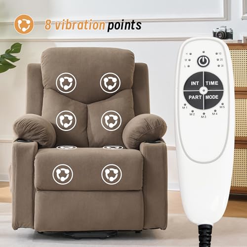 Image of Power Lift Recliner Chair for Elderly with Massage and Heat,Recliner Chairs for Adults with Remote,Electric Lift Chair with Side Pockets,USB & Type-C Ports for Living Room (Coffee Brown)